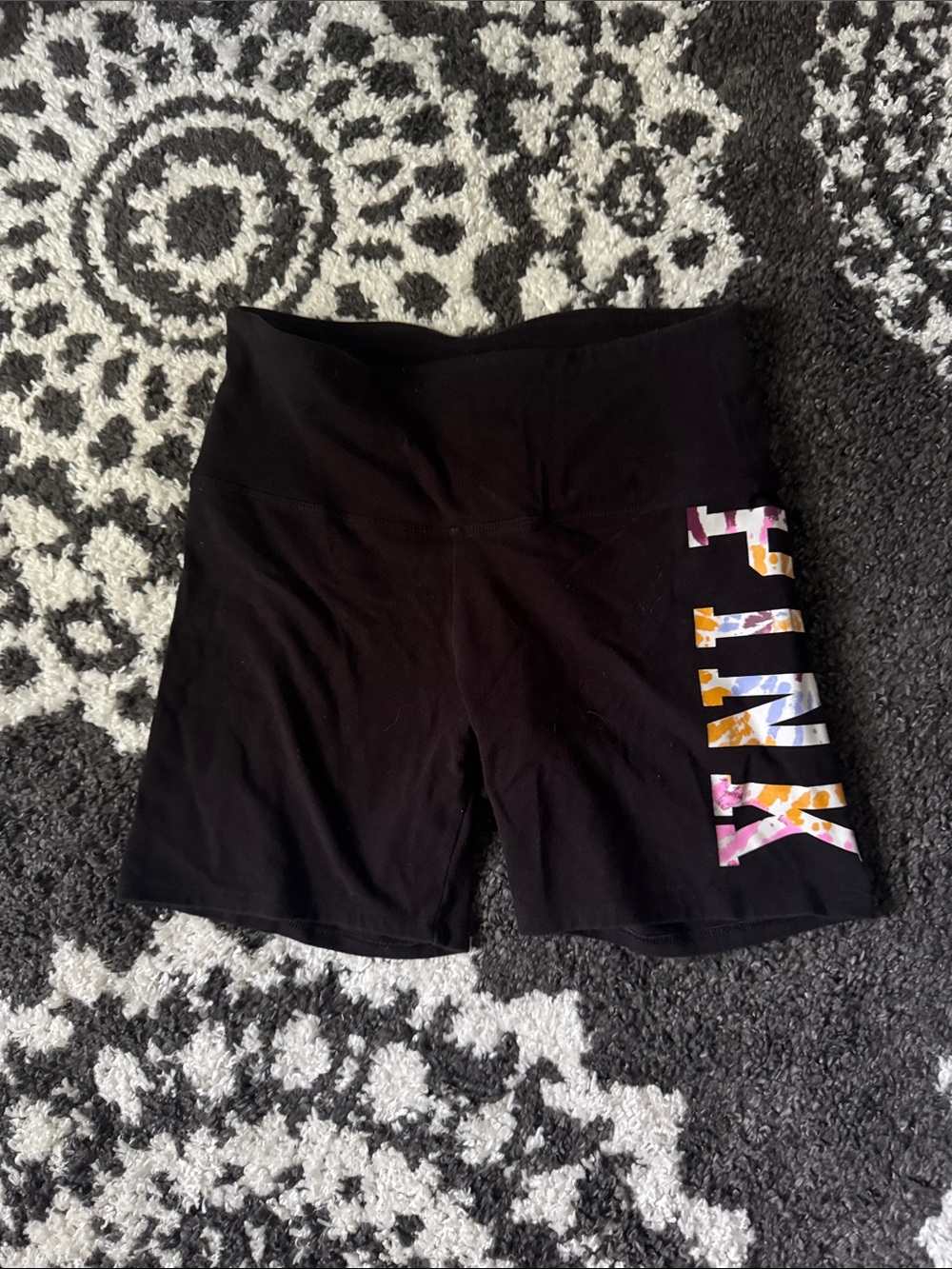 Victoria secret PINK Black cotton Bike Shorts tie dye Logo m